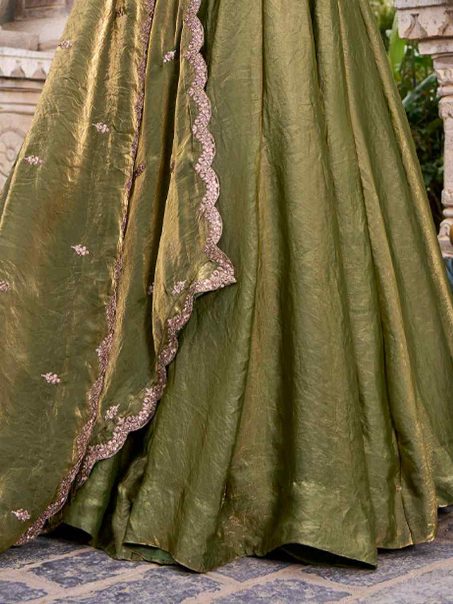 Mehendi Green Fendi Silk Embroidered Bridal Wedding Reception Festival Heavy Border Lehenga Choli