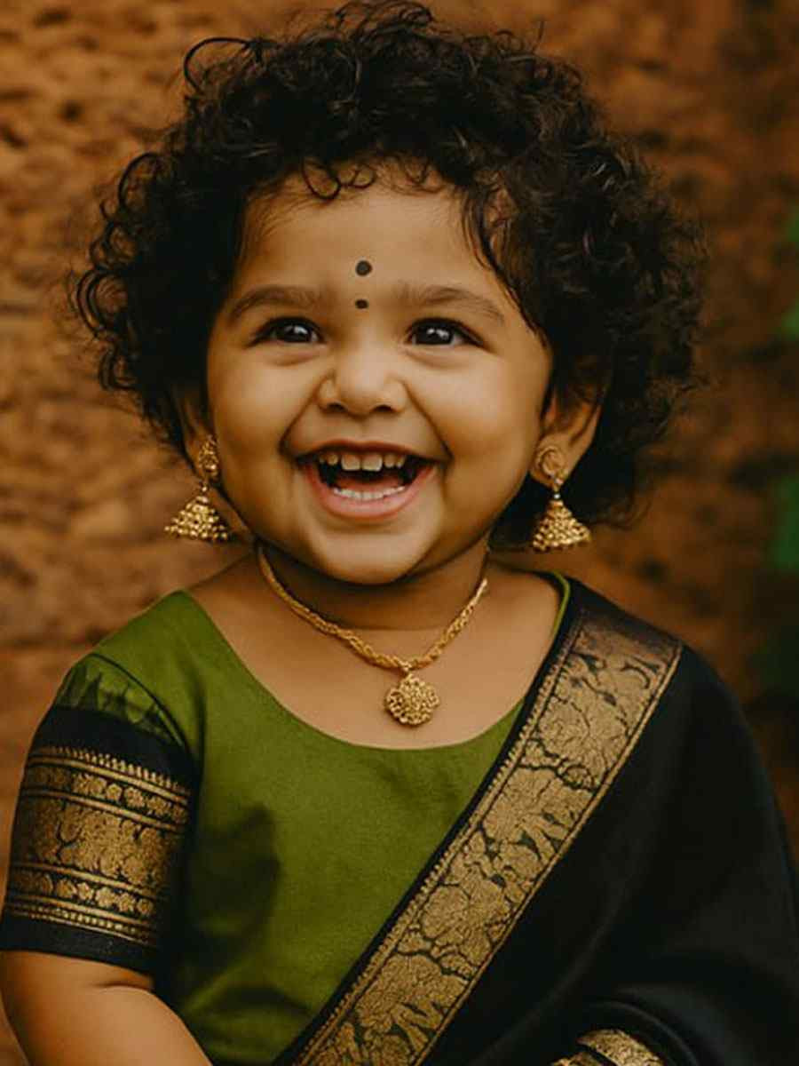 Mehendi Green Premium Lichi Silk Brocade Kids Wear Wedding Festival Lehengas Girls Wear