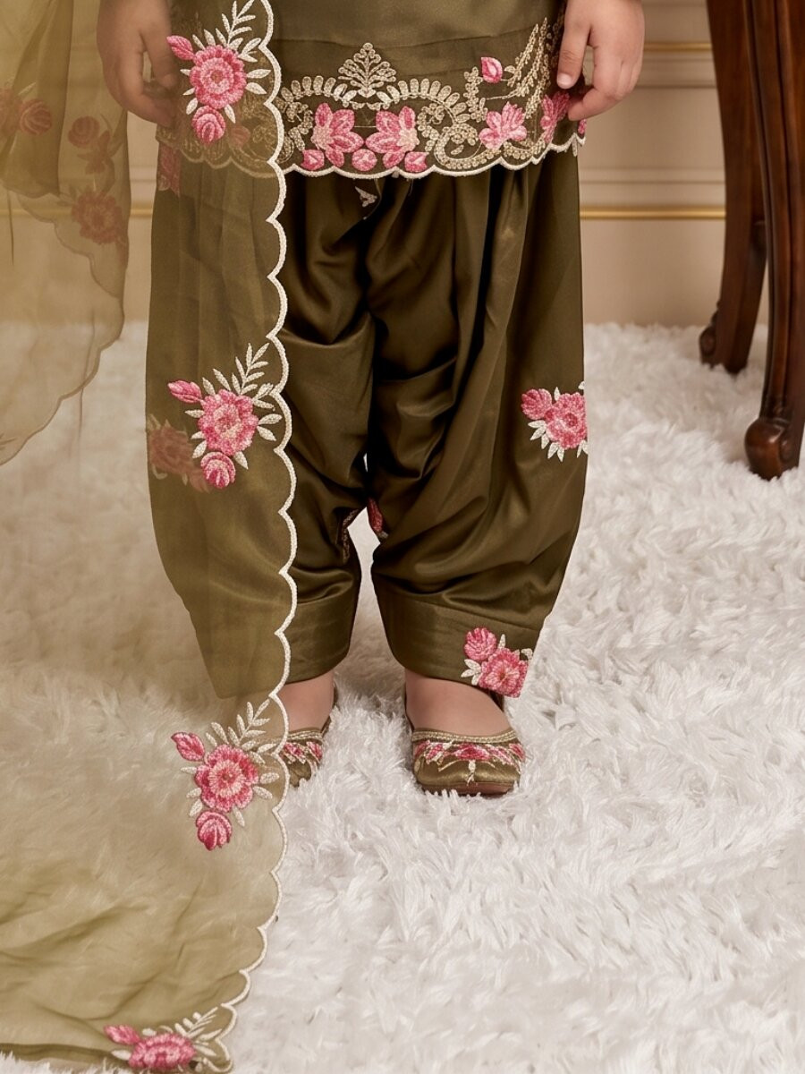 Mehendi Green Pure Heavy Natural Crepe Embroidered Sequence Traditional Ethnic Casual Festival Party Wedding Salwars Girls Wear