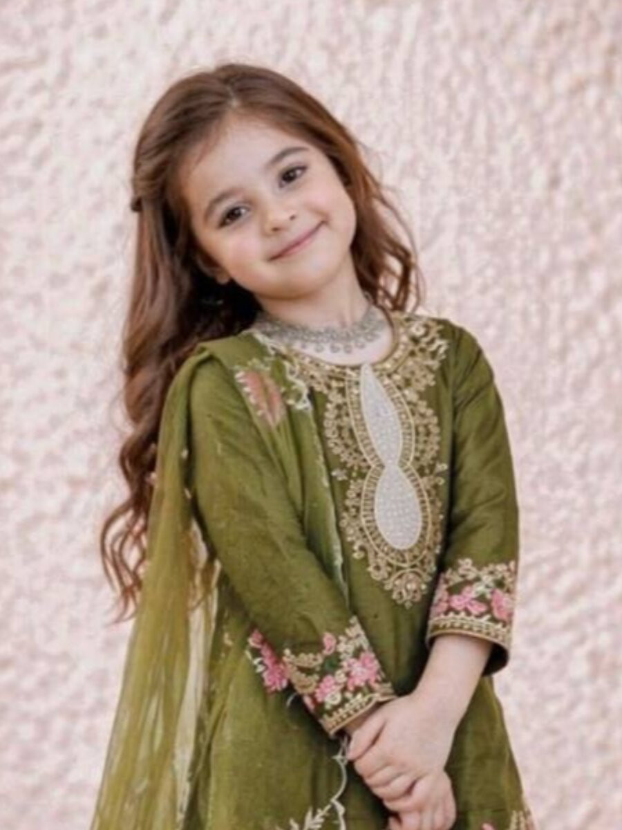 Mehendi Green Pure Heavy Natural Crepe Embroidered Sequins Ethnic Casual Festival Party Ready Salwars Girls Wear