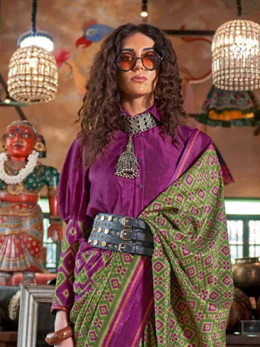 Mehendi Green Silk Printed Casual Reception Festival Wedding Fancy Classic Style Sarees