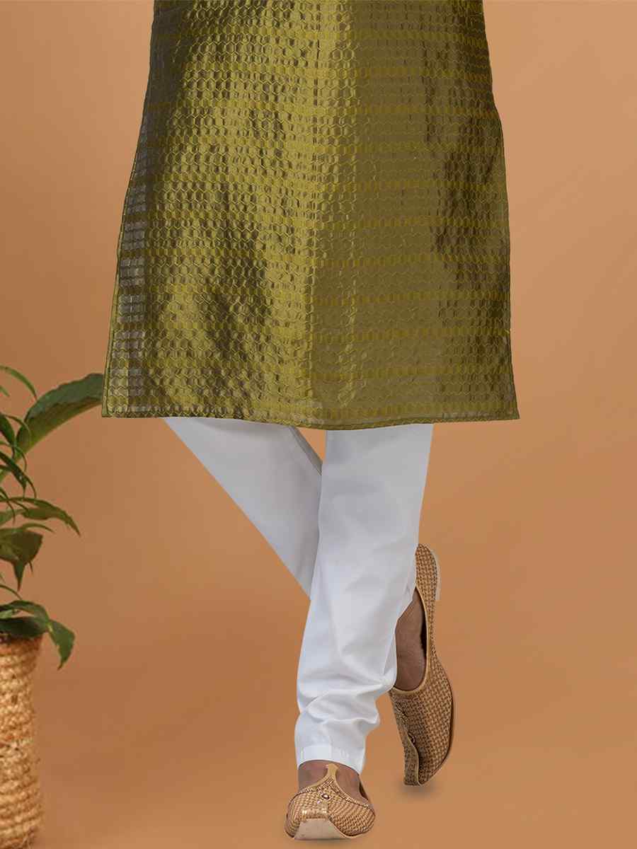 Mehendi Green Silk Woven Festival Wedding Sherwani