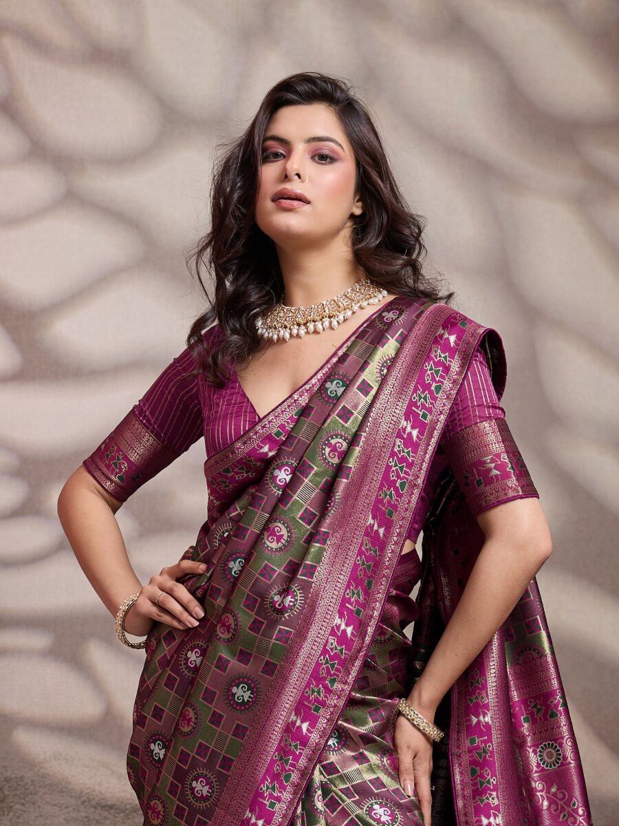 Mehendi Green Soft Silk Zari Meenakari Woven Work Wedding Reception Party Festival Casual Heavy Border Sarees