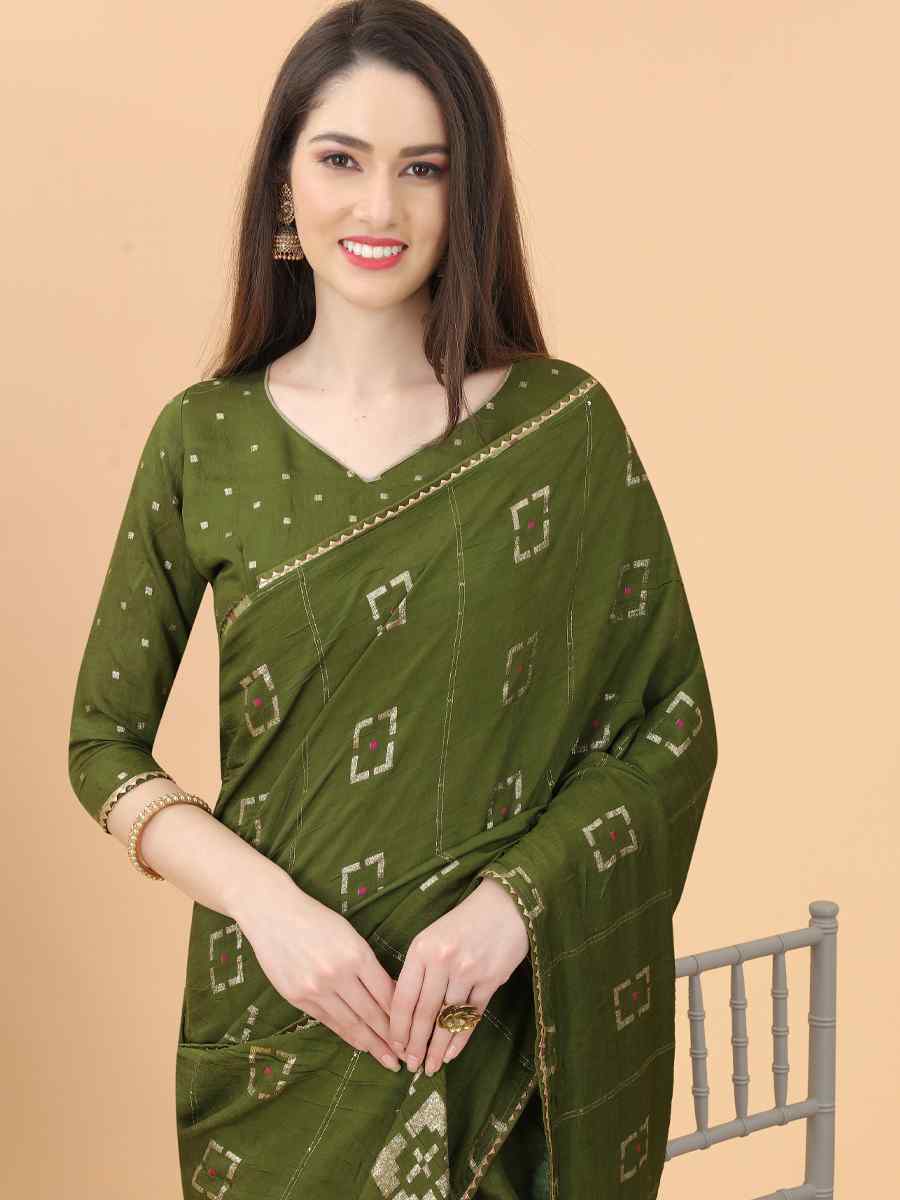 Mehendi Modal Viscose Silk Printed Party Festival Contemporary Saree
