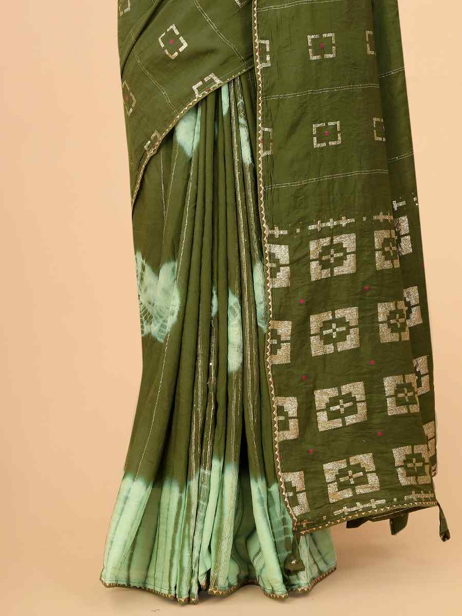 Mehendi Modal Viscose Silk Printed Party Festival Contemporary Saree