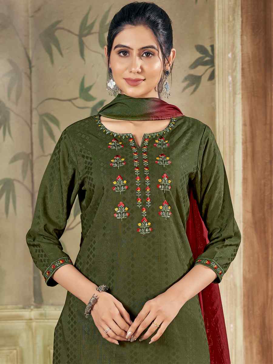 Mehendi Pure Viscose Embroidered Festival Casual Ready Pant Salwar Kameez