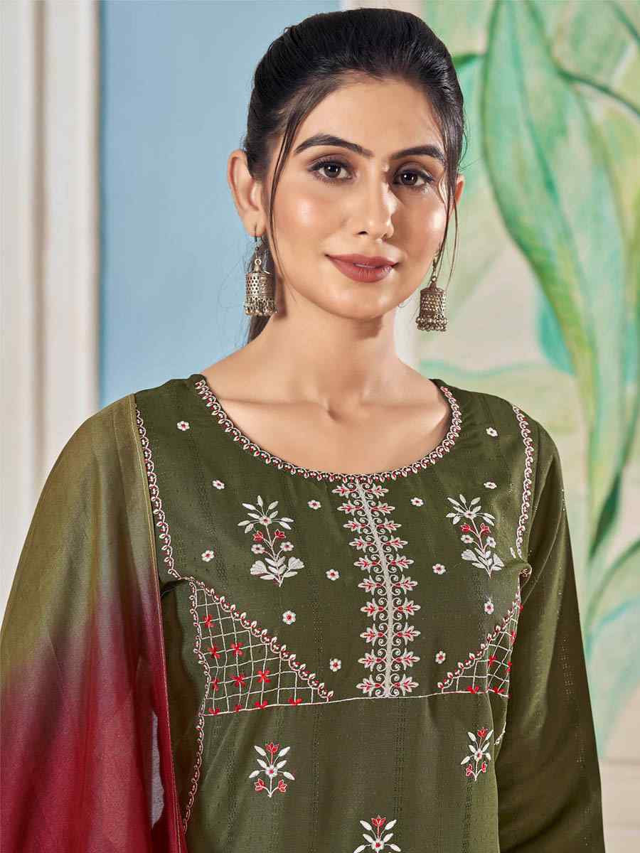 Mehendi Pure Viscose Embroidered Festival Casual Ready Pant Salwar Kameez
