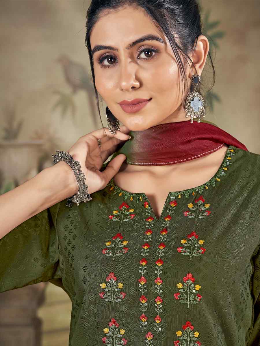 Mehendi Pure Viscose Embroidered Festival Casual Ready Pant Salwar Kameez