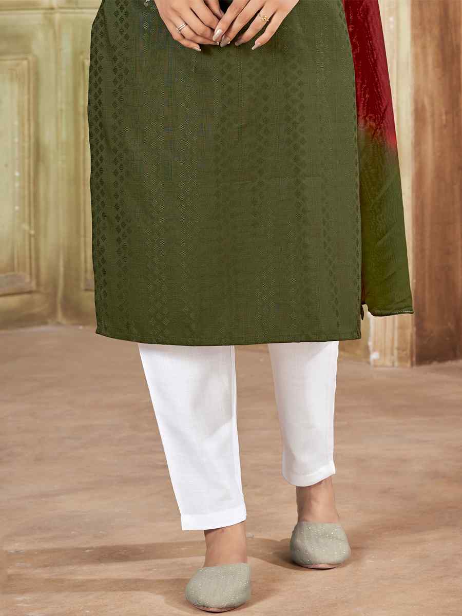 Mehendi Pure Viscose Embroidered Festival Casual Ready Pant Salwar Kameez