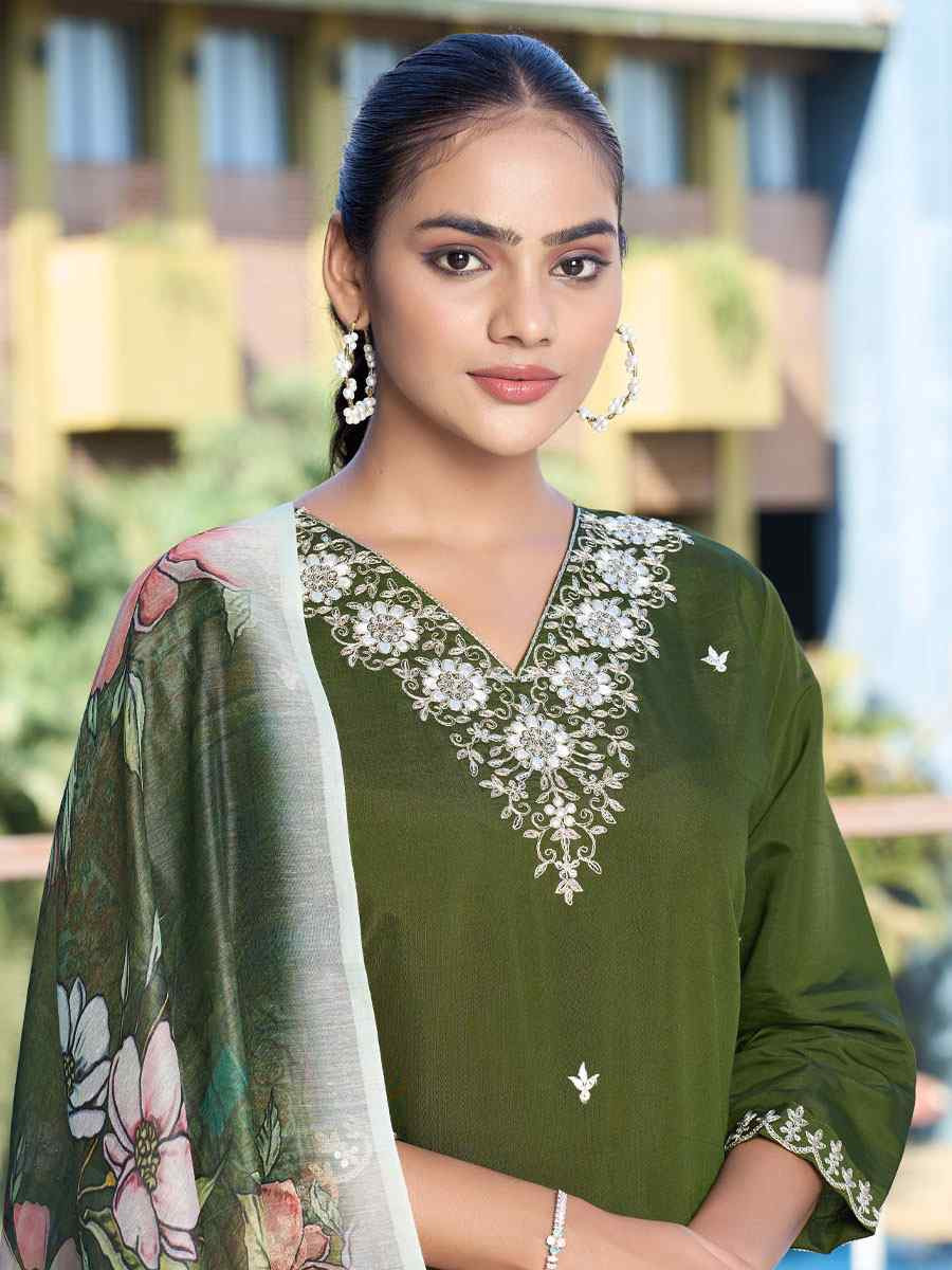 Mehendi Roman Silk Embroidery Party Wedding Festival Casual Ready Pant Salwar Kameez