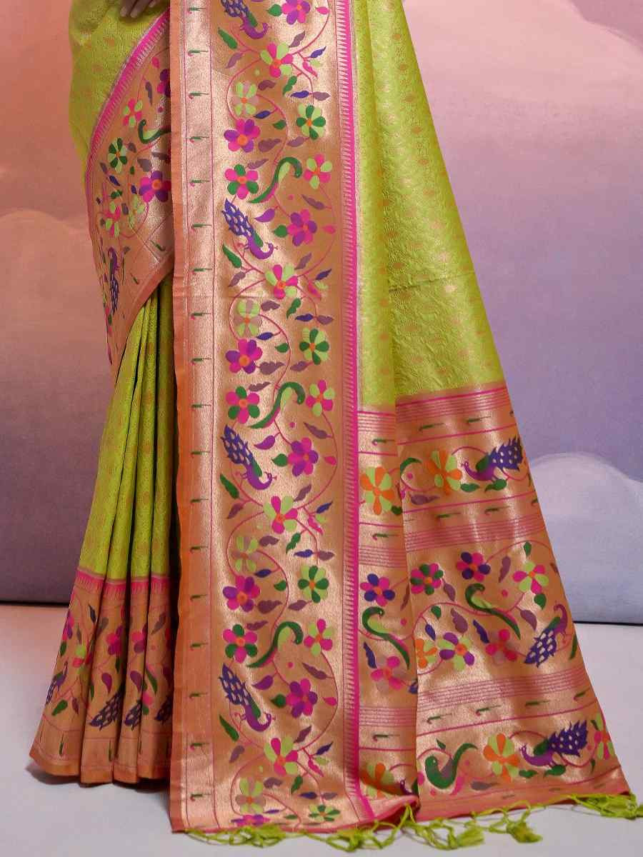 Mehendi Soft Banarasi Silk Kanjivaram Party Bridal Reception Festival Wedding Fancy Heavy Border Saree