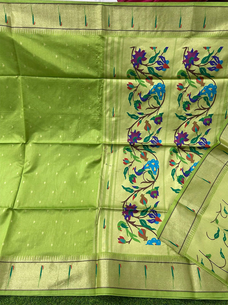 Mehndi Green  Khadi Silk Handwoven Wedding Reception Party Festival Casual Heavy Border Sarees