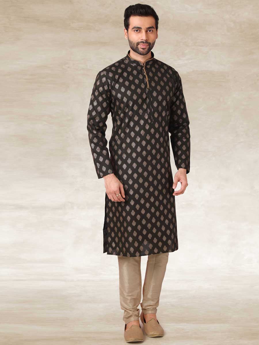 Midnight Green Cotton Handloom Festival Kurta Set