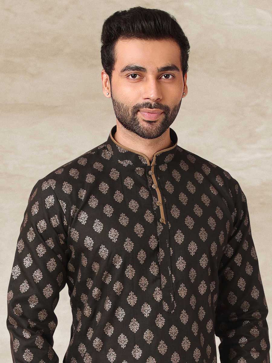 Midnight Green Cotton Handloom Festival Kurta Set