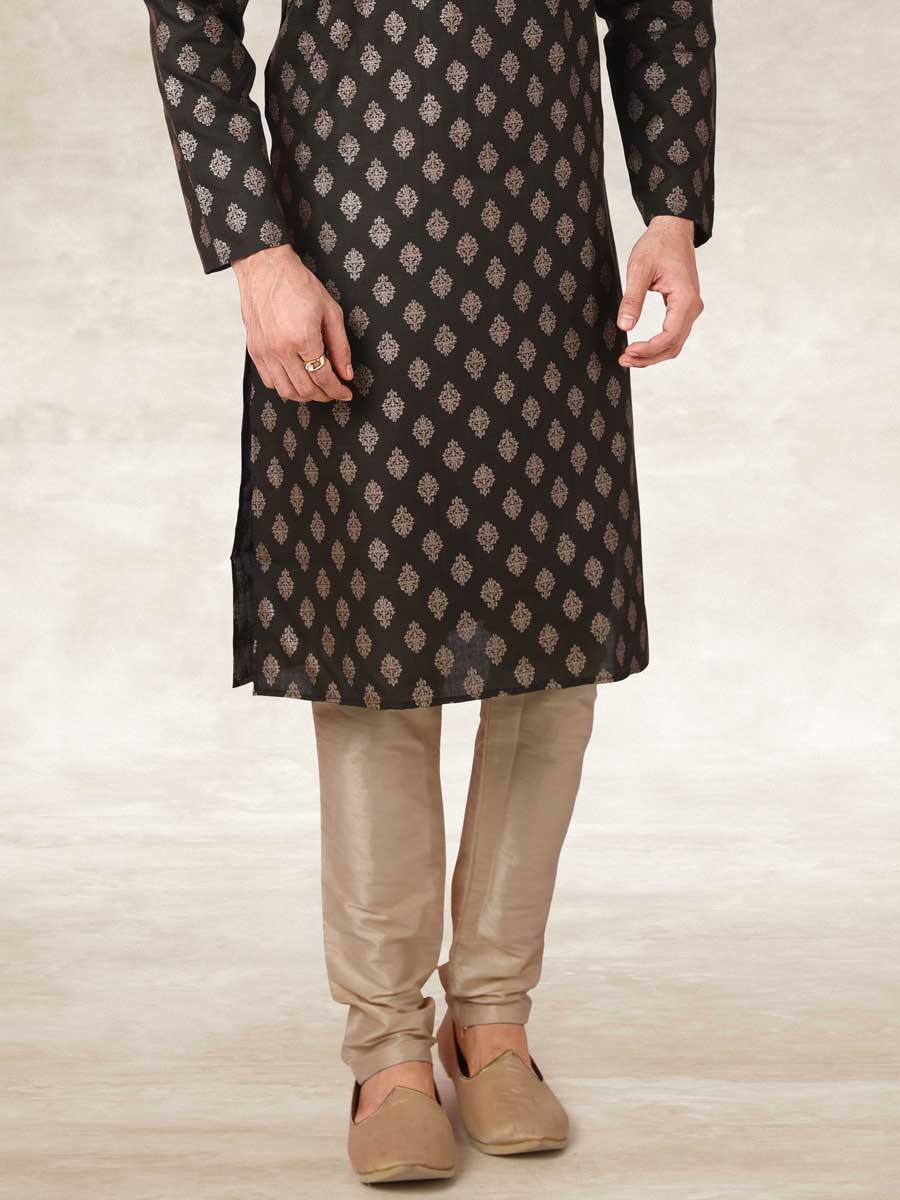 Midnight Green Cotton Handloom Festival Kurta Set