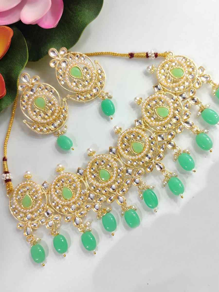 Mint Alloy Festival Wear Kundan Necklace