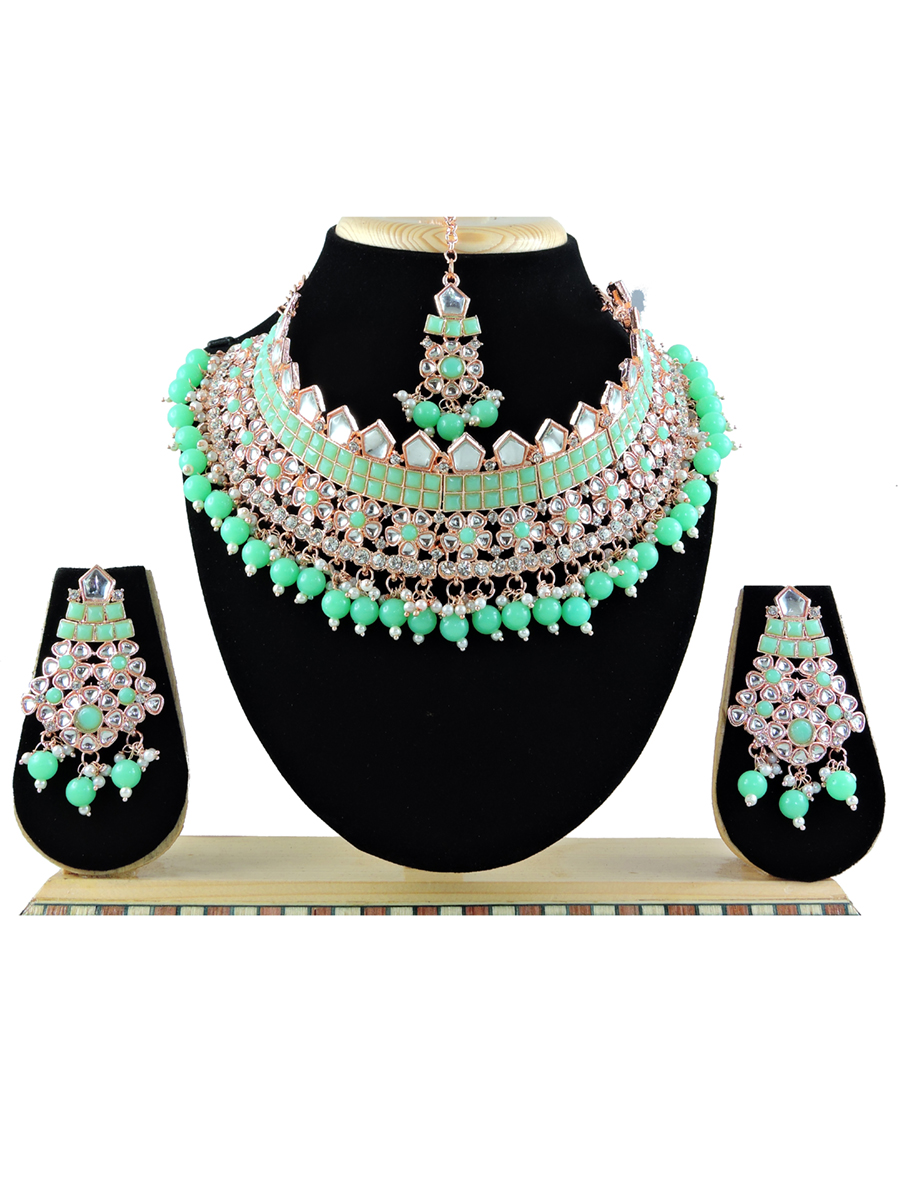 Mint Alloy Festival Wear Kundan Necklace