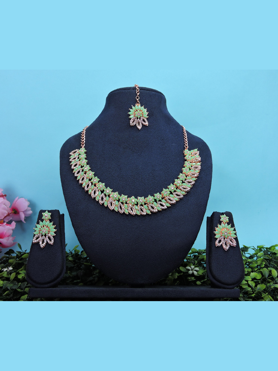 Mint Alloy Festival Wear Kundan Necklace