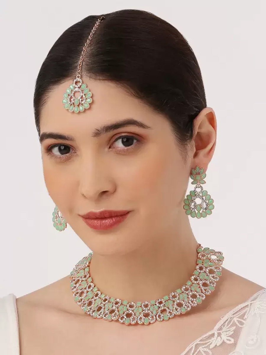 Mint Alloy Festival Wear Kundan Necklace