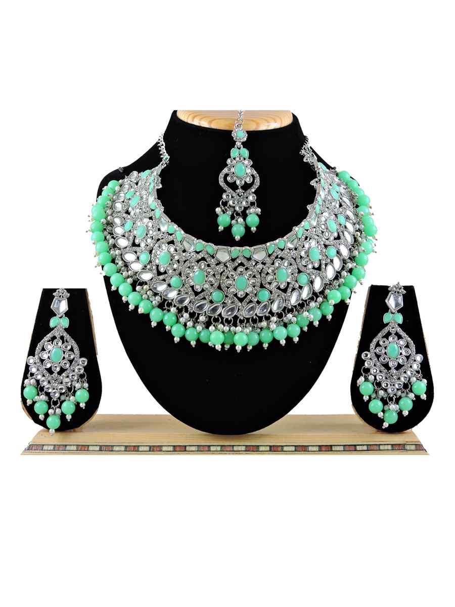 Mint Alloy Festival Wear Kundan Necklace