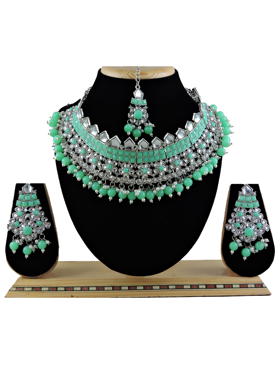 Mint Alloy Festival Wear Kundan Necklace