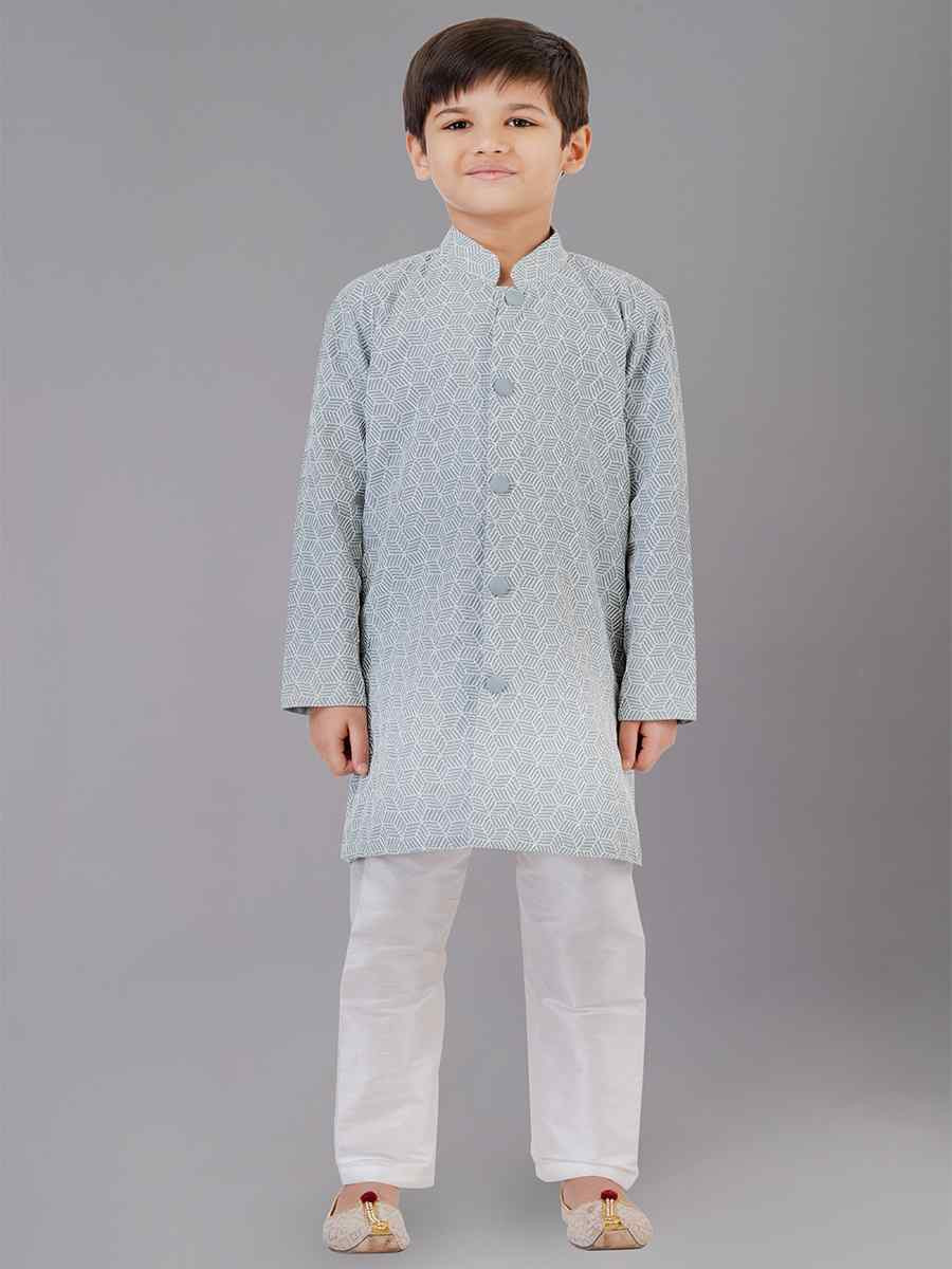 Mint Green Fancy Silk Embroidered Festival Traditional Kurta Pyjama Boys Wear
