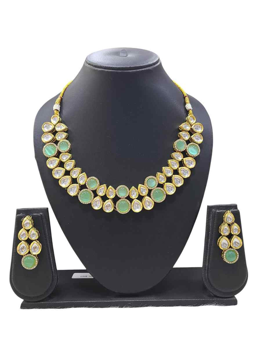 Mint Green Alloy Festival Wear Kundan Necklace