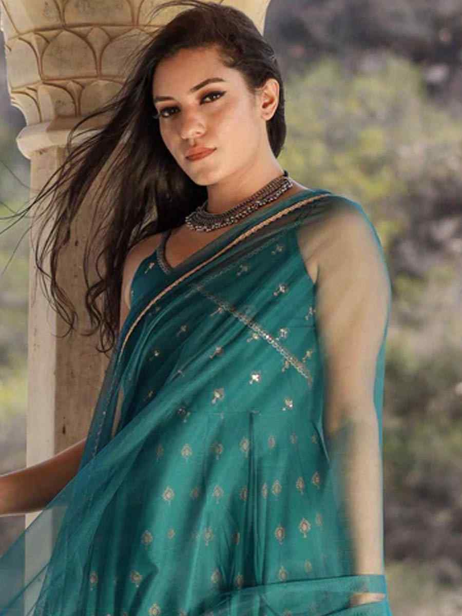 Mint Green CottonPrinted Casual Festival Pant Salwar Kameez