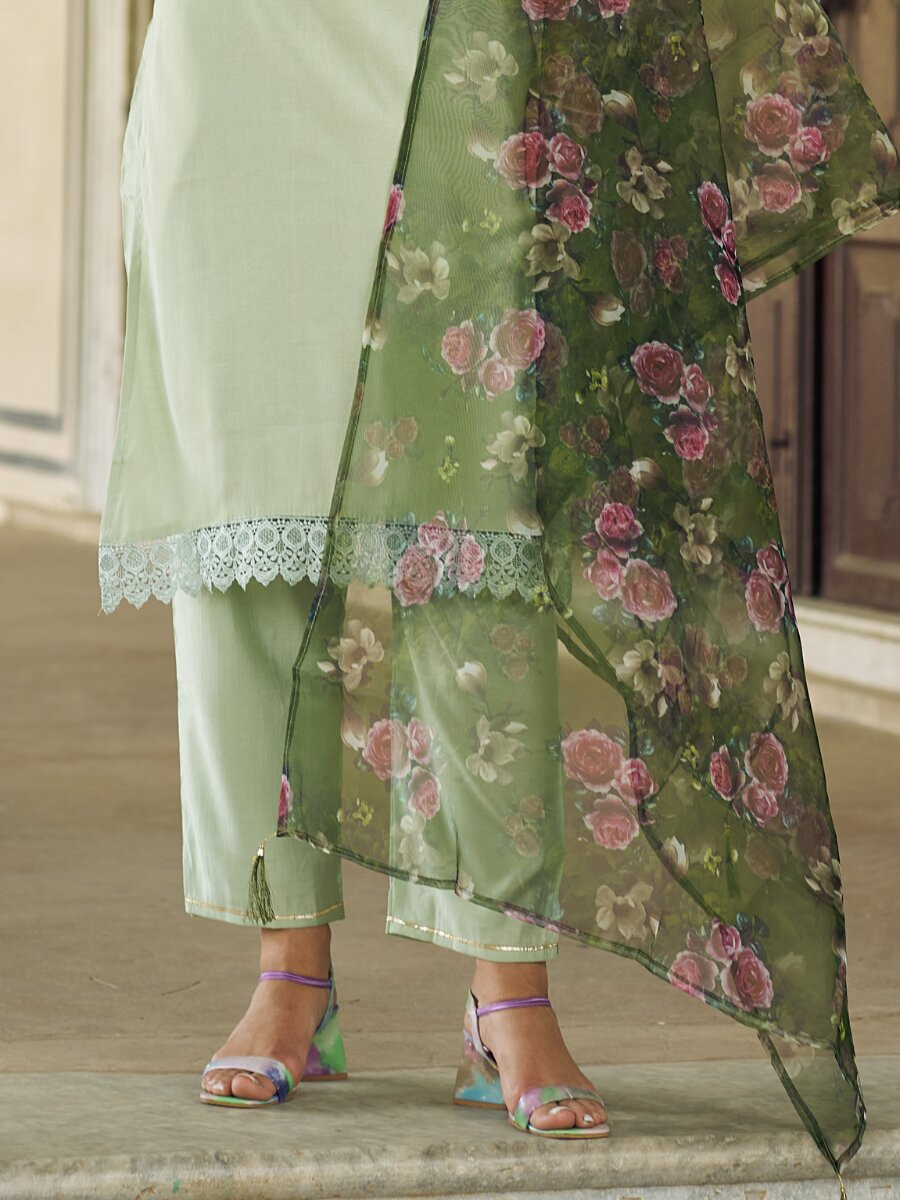 Mint Green Viscose Rayon Embroidery Sequins Wedding Party Festival Casual Ready Pant Salwar Kameez