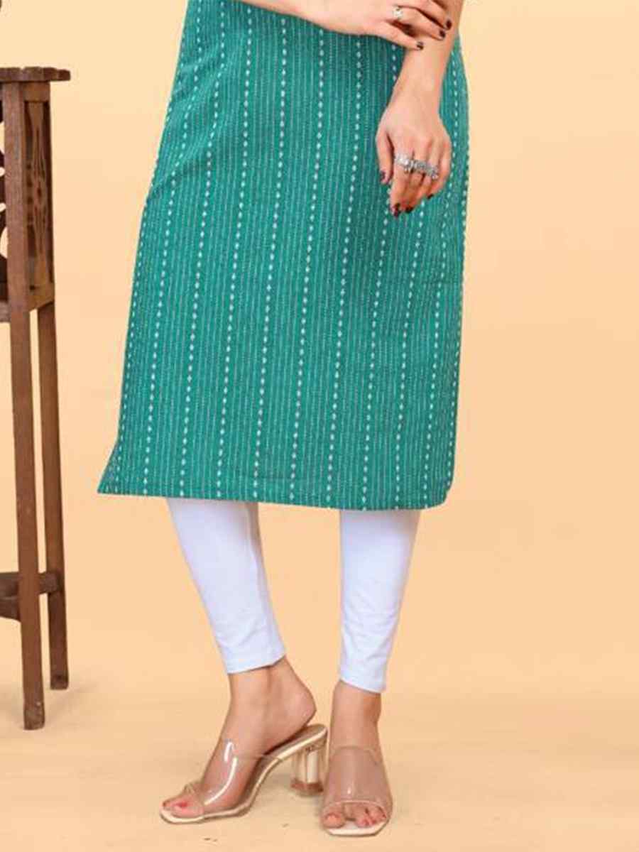 Mint Heavy Cotton Handwoven Festival Casual Kurti