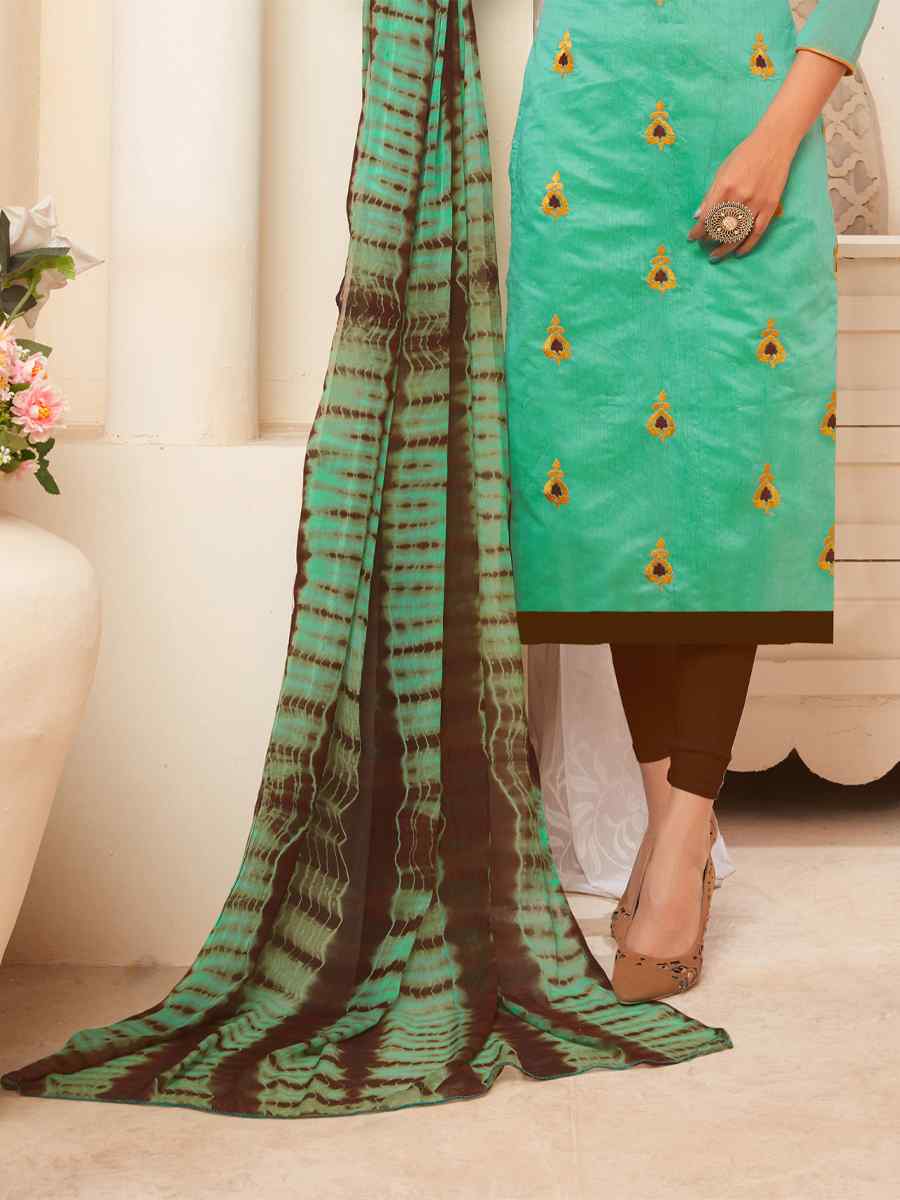 Mint Modal Silk Printed Casual Festival Churidar Salwar Kameez