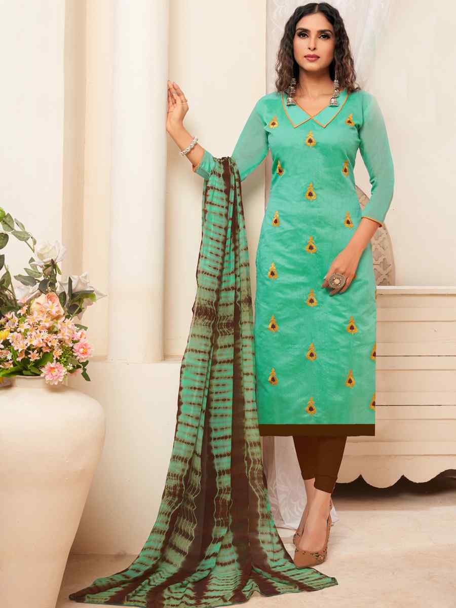 Mint Modal Silk Printed Casual Festival Churidar Salwar Kameez