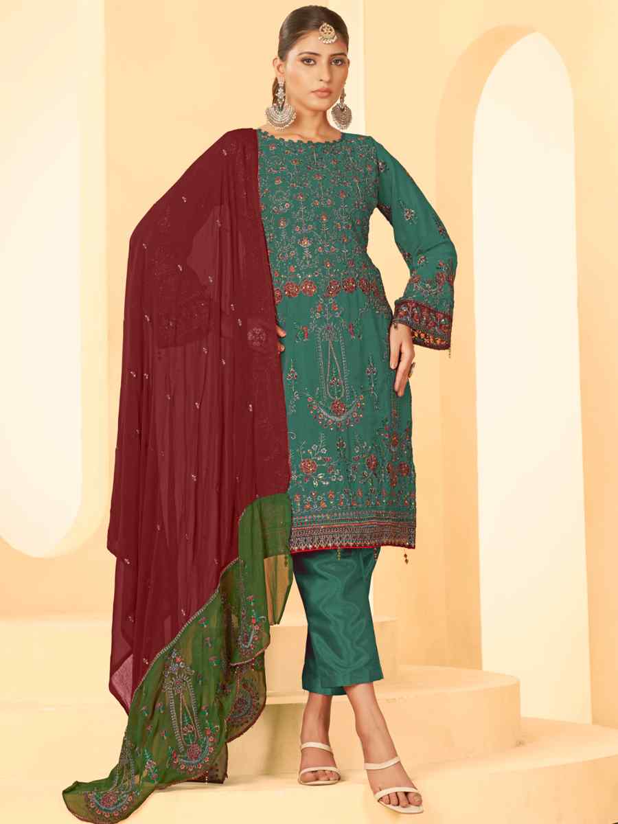 Morepeach Georgette Embroidered Festival Casual Pant Salwar Kameez