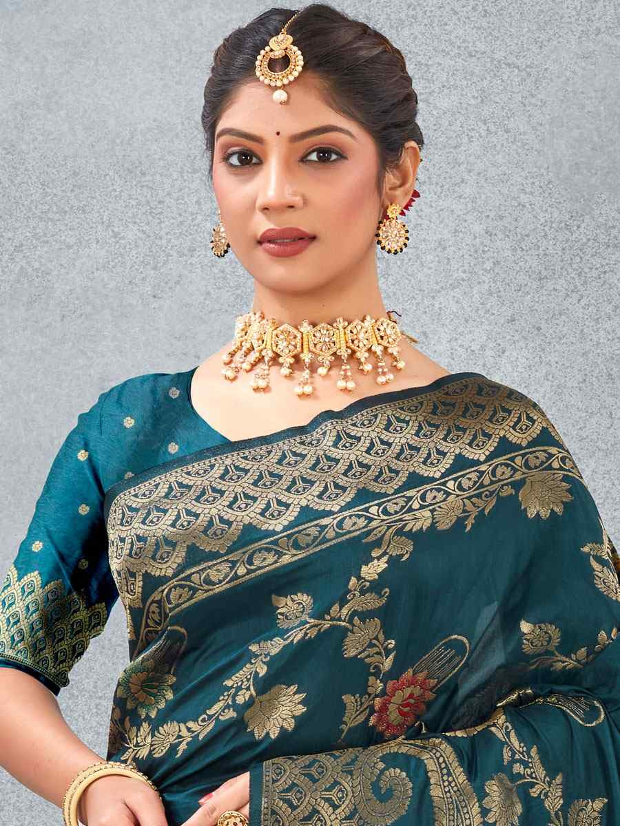 Morpeach Banarasi Silk Handwoven Traditional Casual Reception Festival Wedding Fancy Heavy Border Saree