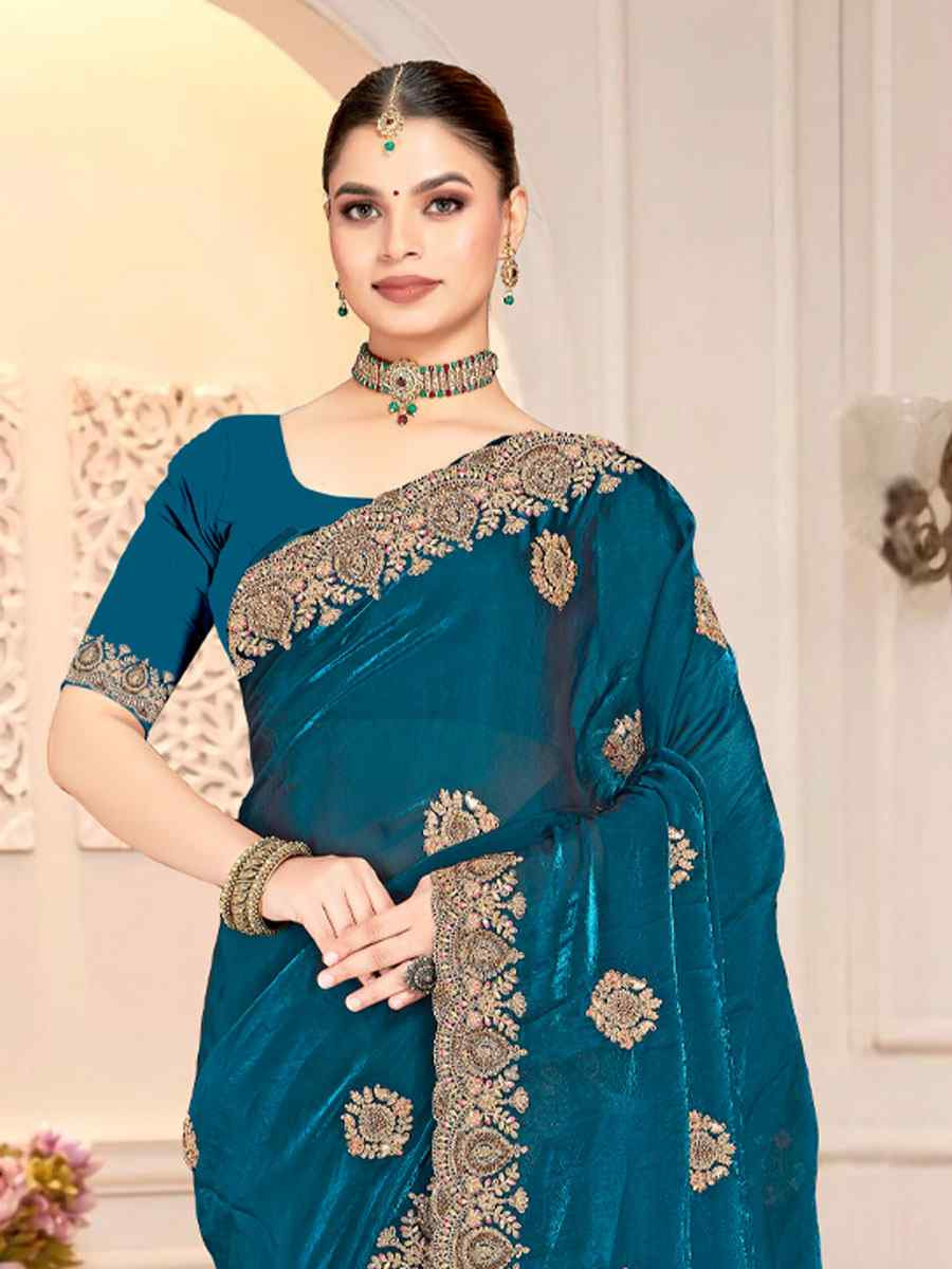 Morpeach Fendi Satin Silk Embroidery Traditional Casual Reception Festival Wedding Fancy Heavy Border Saree