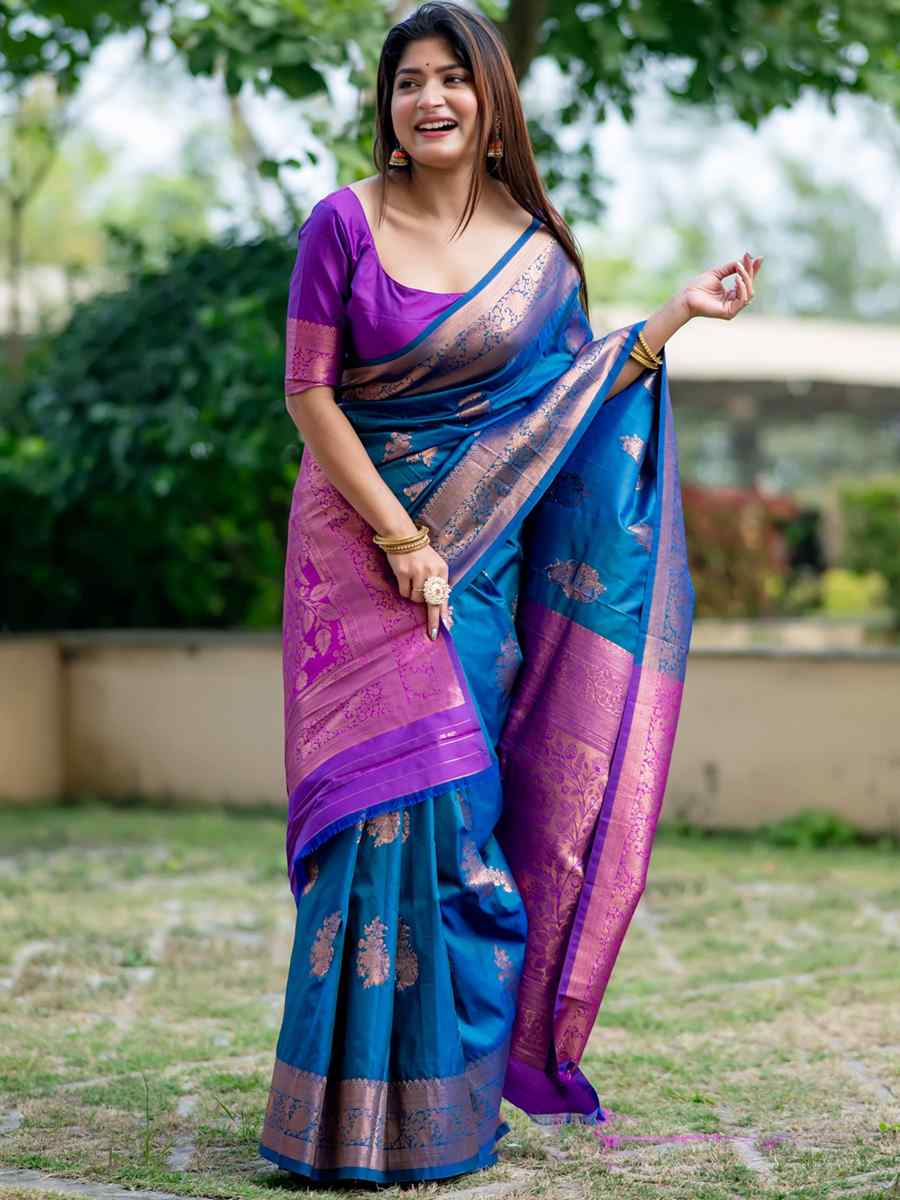 Morpeach Soft Banarasi Silk Handwoven Festival Festival Heavy Border Saree