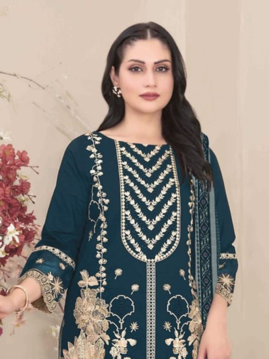 Morpich Fox Georgette Embroidery Casual Festival Wedding Party Pant Salwar Kameez