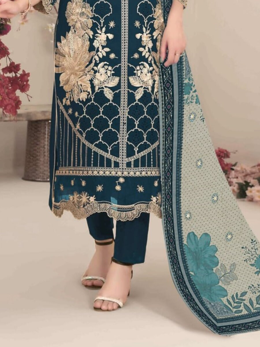 Morpich Fox Georgette Embroidery Casual Festival Wedding Party Pant Salwar Kameez
