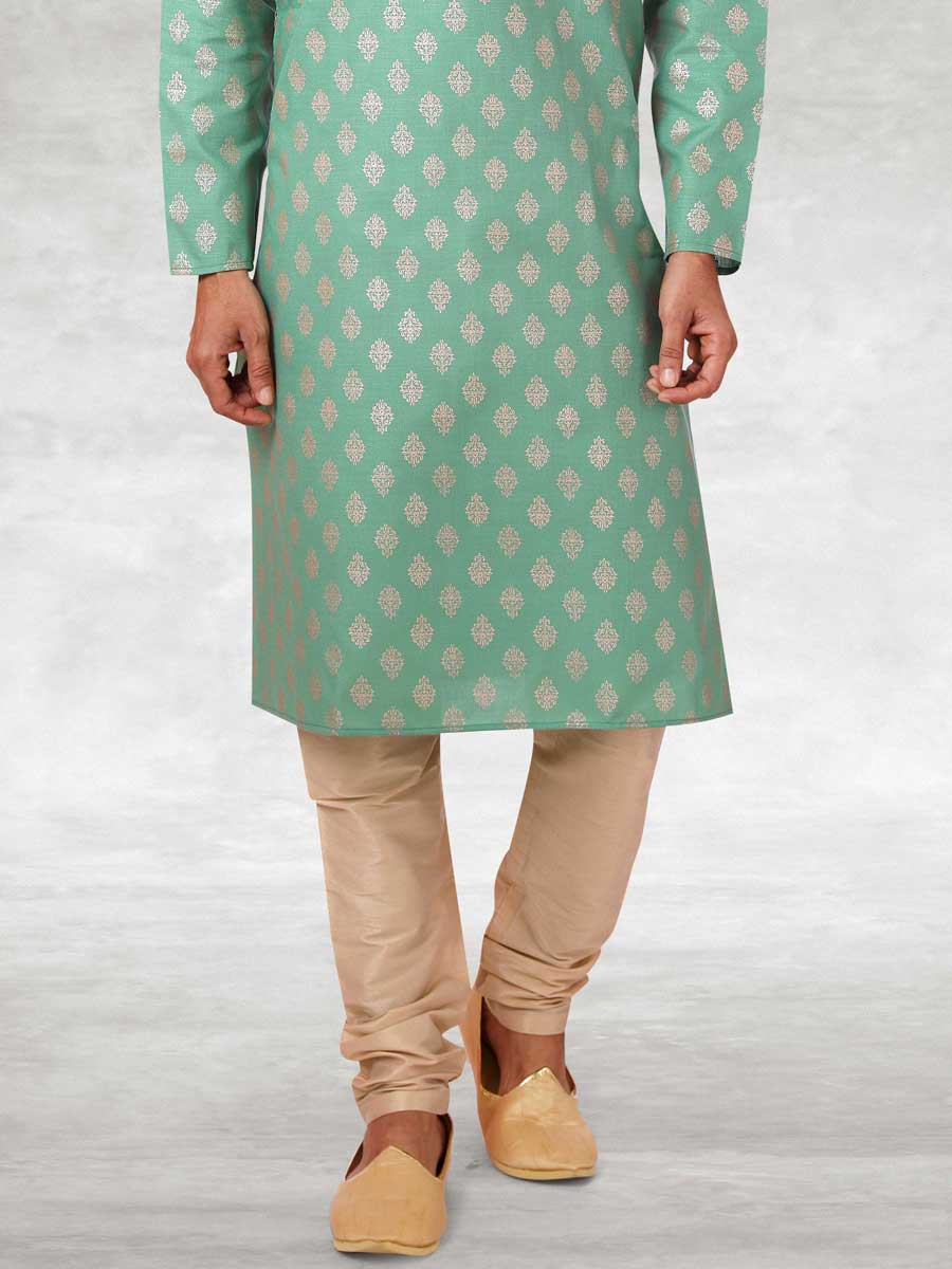 Moss Green Cotton Handloom Festival Kurta Set