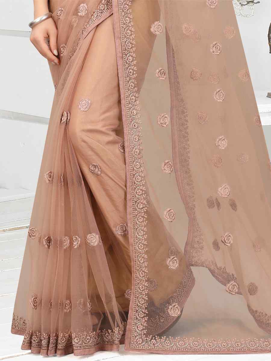 Mouse Net Embroidered Party Festival Classic Style Saree