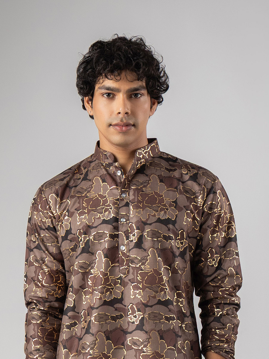 Mouve Magnet Printed Wedding Festival Party Wear Casual Mens Kurta