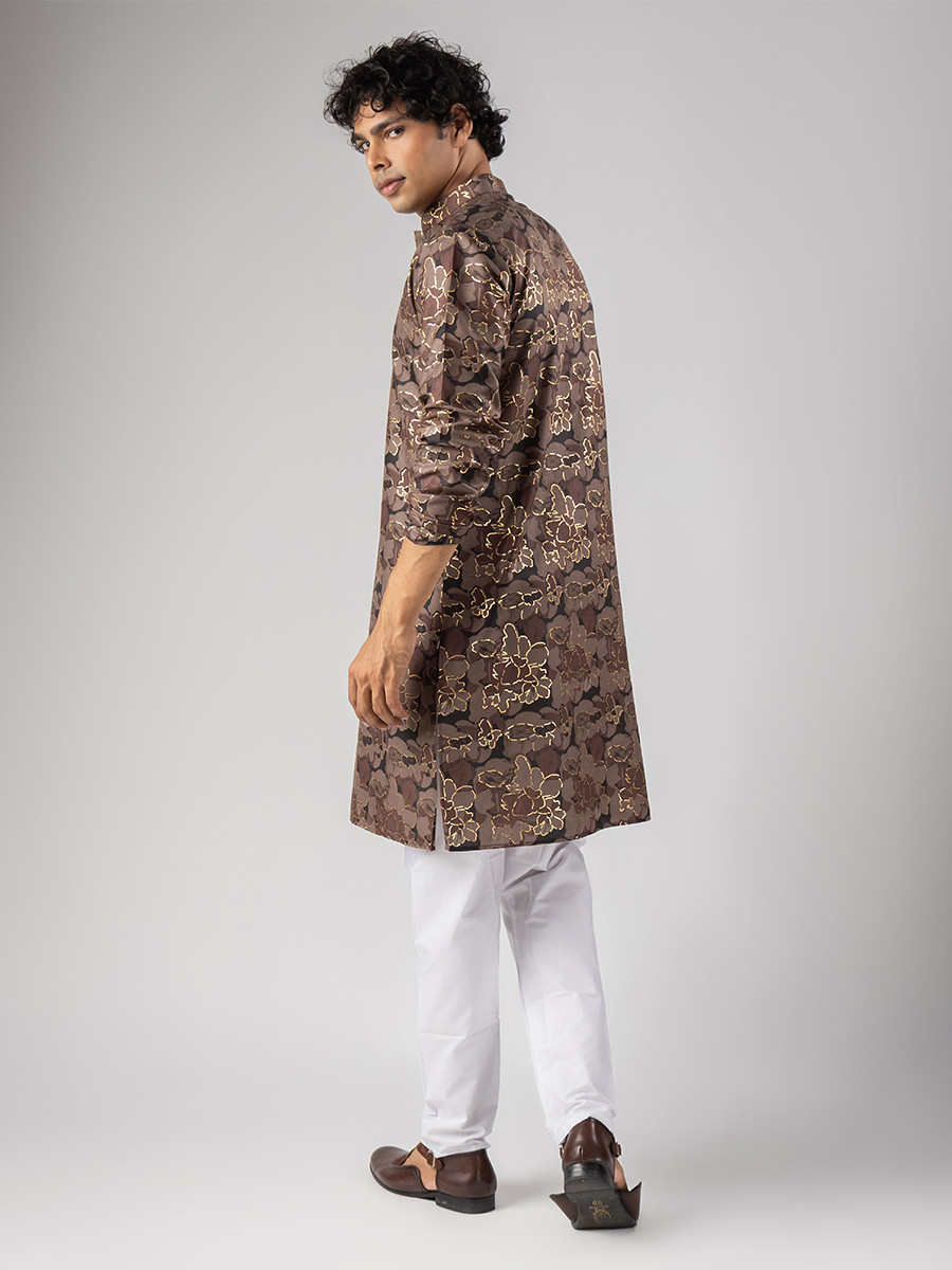 Mouve Magnet Printed Wedding Festival Party Wear Casual Mens Kurta