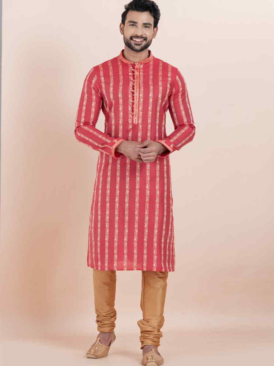 Multi Cotton Silk Jacquard Embroidered Festival Wedding Kurta Pyjama Men039s Wear
