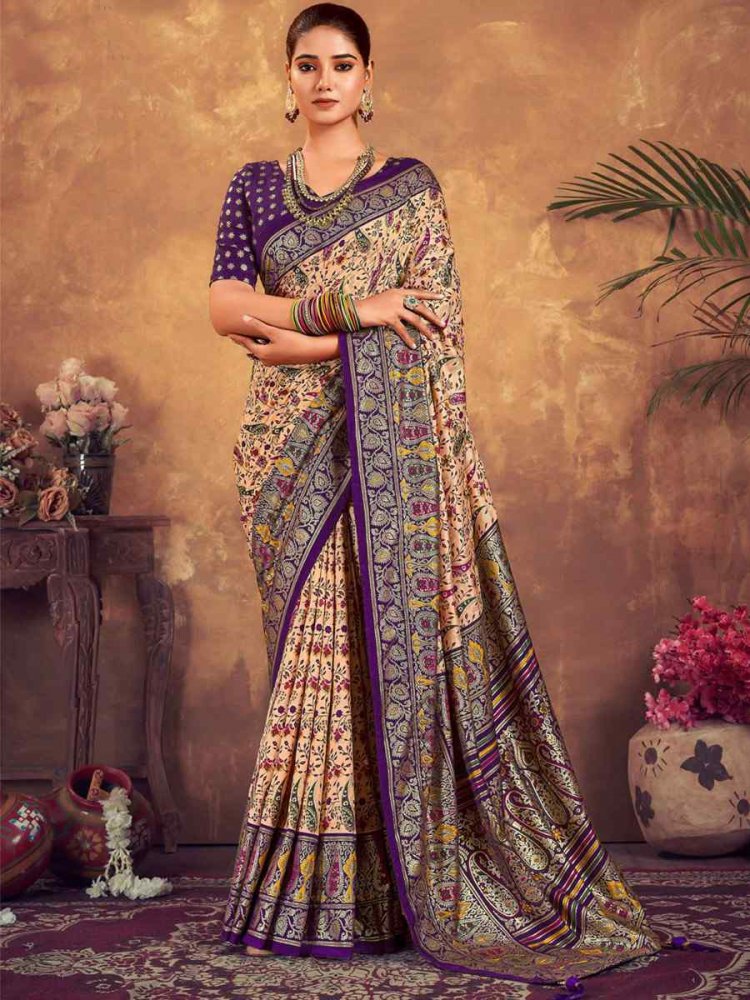Multi  Dola Silk Printed Casual Festival Contemporary Saree