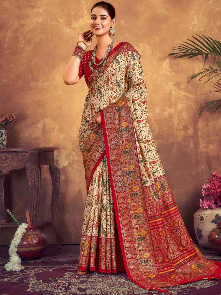 Multi  Dola Silk Printed Casual Festival Contemporary Saree