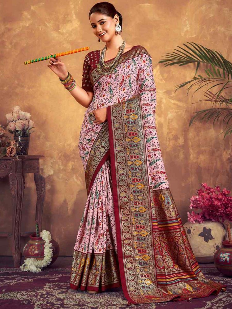 Multi  Dola Silk Printed Casual Festival Contemporary Saree