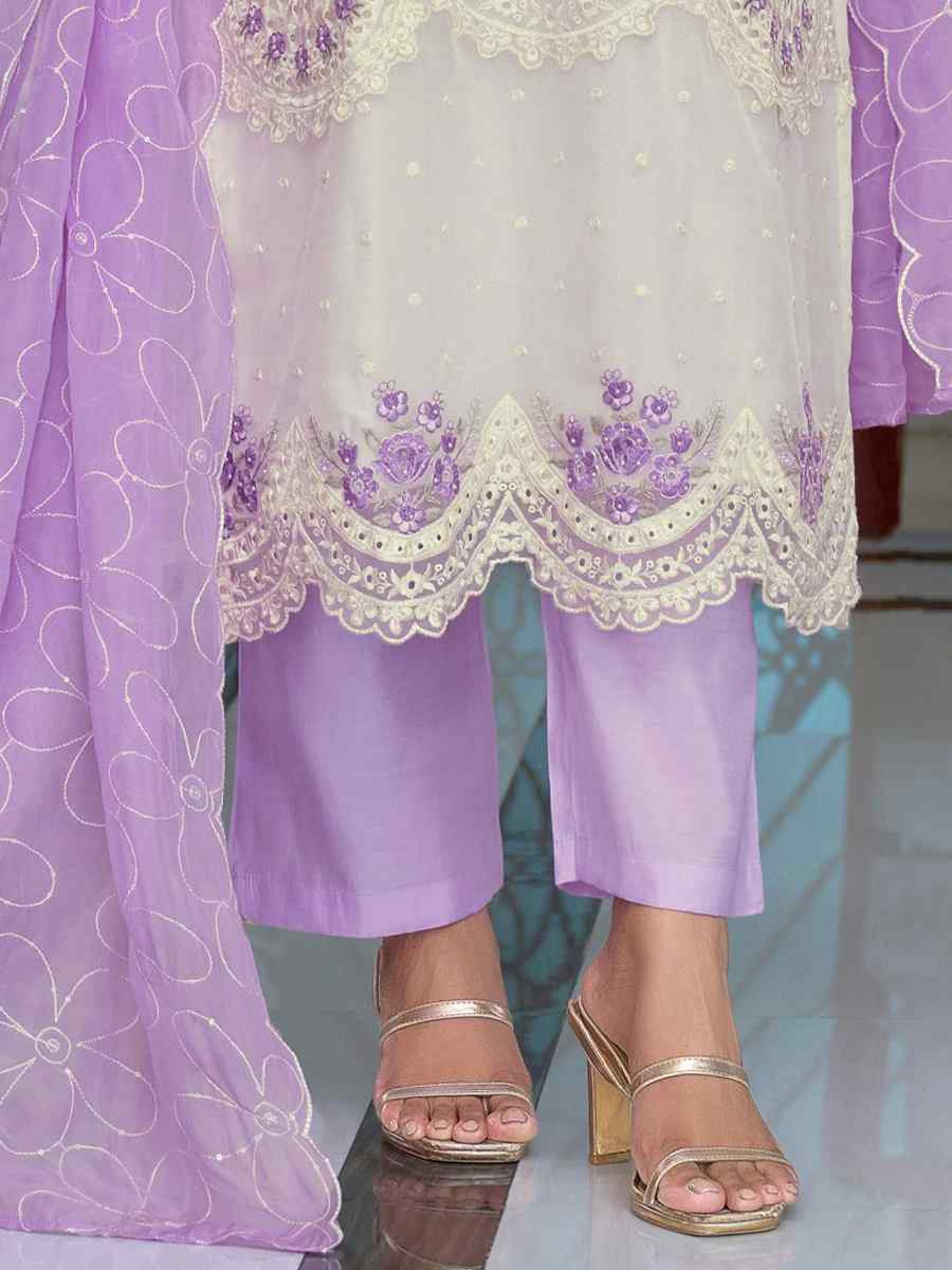 Multi  Soft Organza Embroidered Festival Wedding Ready Pant Salwar Kameez