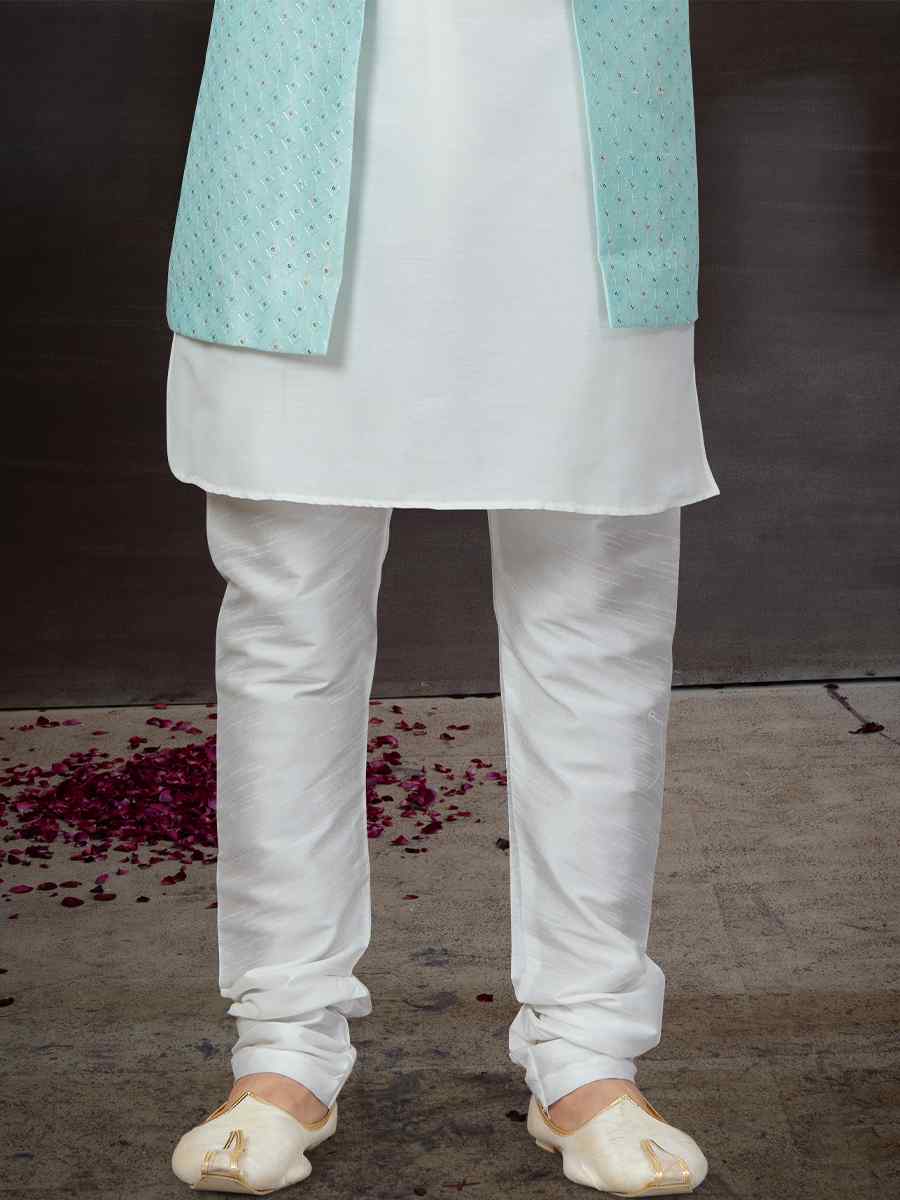 Multi Alfi Jacquard Silk Dupion Embroidered Festival Wedding Sherwani
