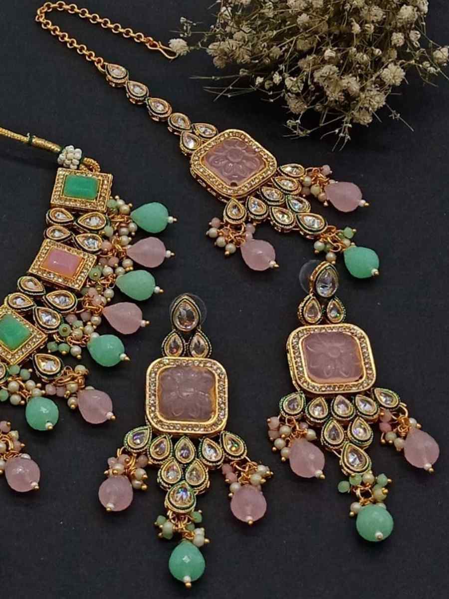 Multi Alloy Metal Festival Wear Kundan Necklace