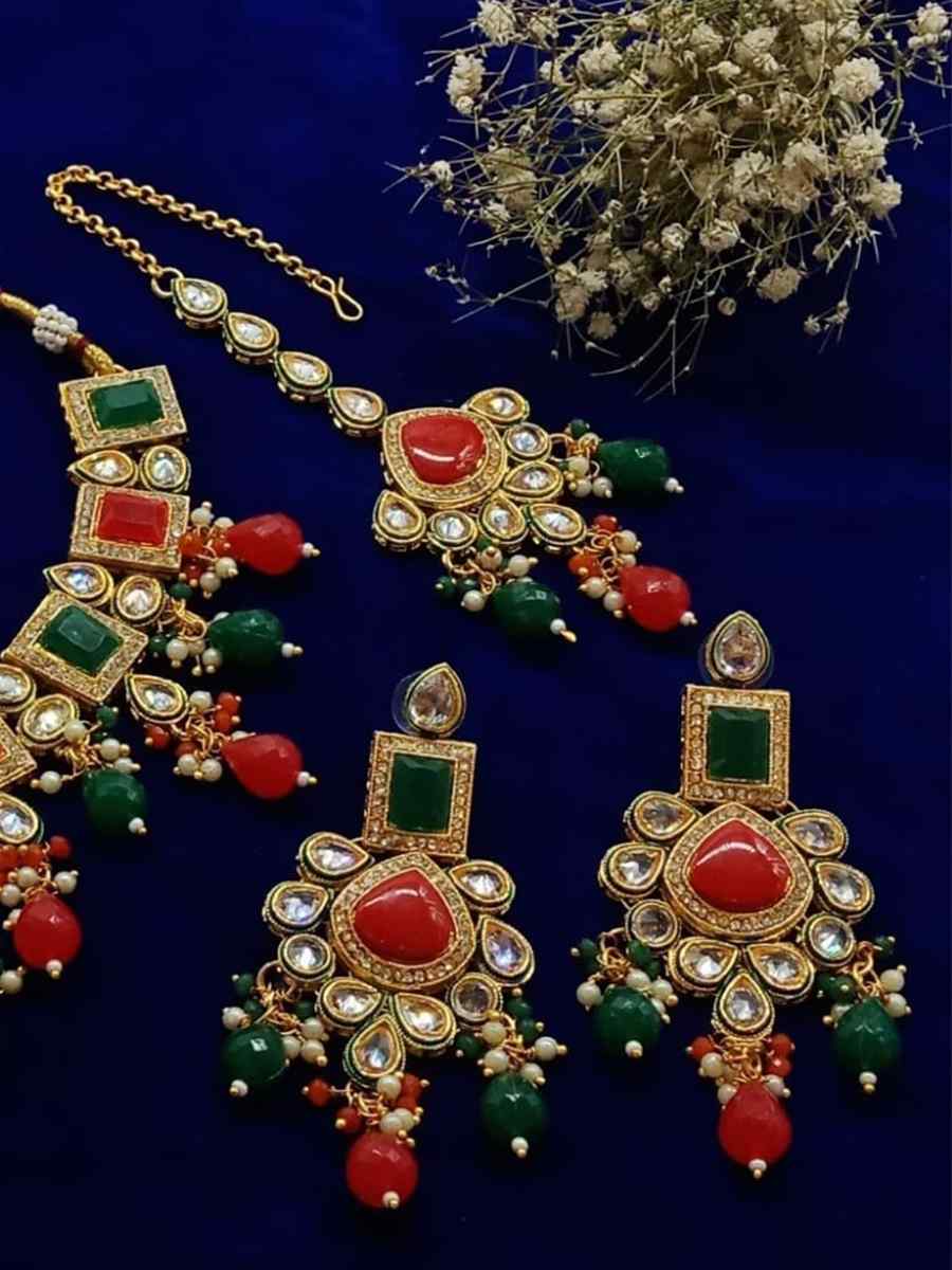 Multi Alloy Metal Festival Wear Kundan Necklace